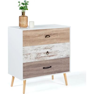 IDMARKET Bahia Skandinavischer 3-Schubladen-Kommode IDMARKET Bahia Skandinavischer 3-Schubladen-Kommode