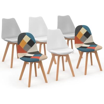 Idmarket Chaises scandinaves multicolores, lot de 6 - Publicité Idmarket Chaises scandinaves multicolores, lot de 6 - Publicité