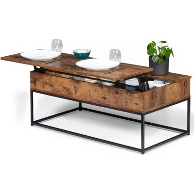 Tavolino Dayton di Idmarket - Stile industriale, regolabile, legno e metallo Tavolino Dayton di Idmarket - Stile industriale, regolabile, legno e metallo