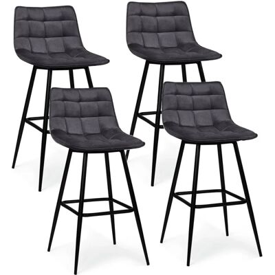 Idmarket Mady Tabourets Velours - Lot de 4 - Design Moderne Idmarket Mady Tabourets Velours - Lot de 4 - Design Moderne