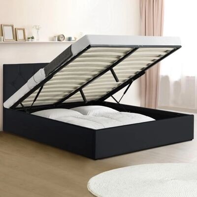 Idmarket Austin Bett mit Stauraum 140x190cm schwarz Idmarket Austin Bett mit Stauraum 140x190cm schwarz