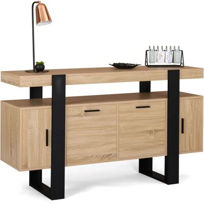 IDMARKET PHOENIX Buffet - 4 portes - Bois et noir IDMARKET PHOENIX Buffet - 4 portes - Bois et noir