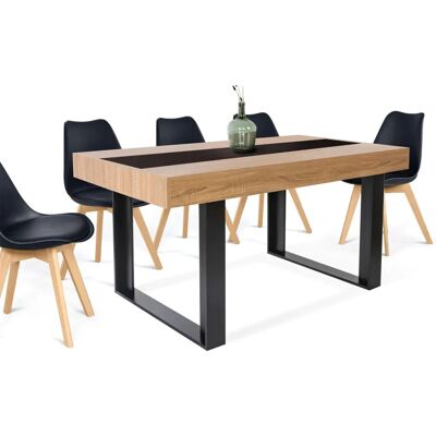 IDMARKET Phoenix Esstisch für 6 Personen - Holz & Schwarz IDMARKET Phoenix Esstisch für 6 Personen - Holz & Schwarz