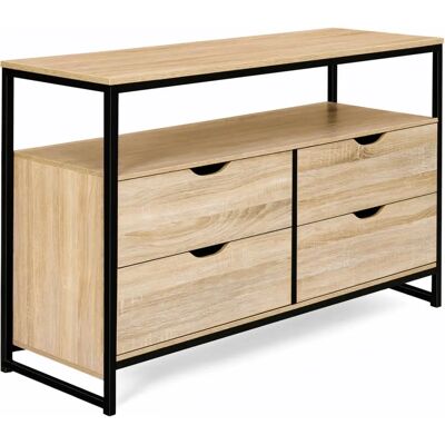 IDMARKET Cassettiera Detroit stile industriale - 4 cassetti, 110cm IDMARKET Cassettiera Detroit stile industriale - 4 cassetti, 110cm