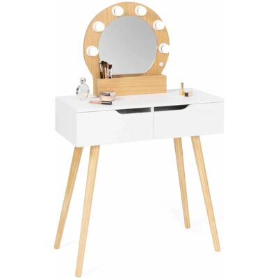 IDMARKET Skandinavischer Make-up-Tisch mit 2 Schubladen und Spiegel IDMARKET Skandinavischer Make-up-Tisch mit 2 Schubladen und Spiegel