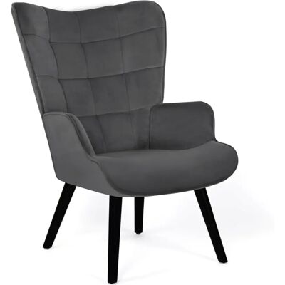 IDMARKET Sillón escandinavo de terciopelo gris Ania IDMARKET Sillón escandinavo de terciopelo gris Ania