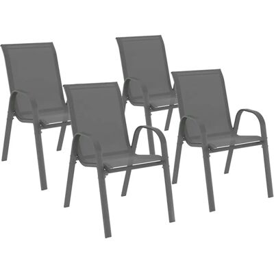 IDMARKET Ensemble de Chaises de Jardin - Empilables en Métal et Textilène - Gris Anthracite IDMARKET Ensemble de Chaises de Jardin - Empilables en Métal et Textilène - Gris Anthracite