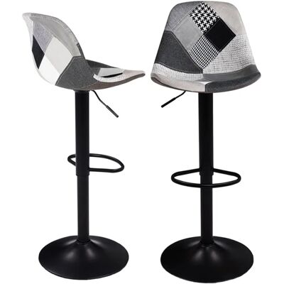 IDMARKET Karl Tabourets de Bar Patchwork - Réglables et Pivotants IDMARKET Karl Tabourets de Bar Patchwork - Réglables et Pivotants