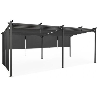 IDMARKET Pergola - Retraktives Dach, 3x6 m, Grau IDMARKET Pergola - Retraktives Dach, 3x6 m, Grau