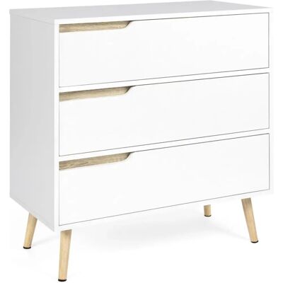 IDMARKET Helsinki Commode scandinave blanche à 3 tiroirs IDMARKET Helsinki Commode scandinave blanche à 3 tiroirs
