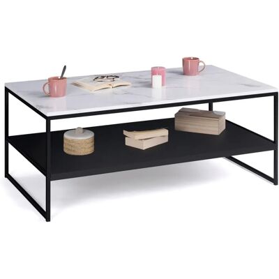 Idmarket Schwarzer Doppel-Etagentisch - Couchtisch Idmarket Schwarzer Doppel-Etagentisch - Couchtisch