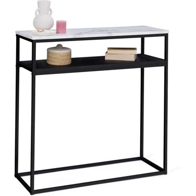 IDMARKET Console double Alaska effet marbre et bois noir - Élégante & multifonctionnelle IDMARKET Console double Alaska effet marbre et bois noir - Élégante & multifonctionnelle