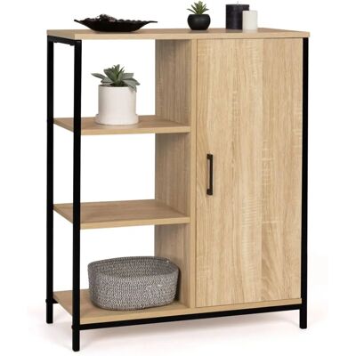 IDMARKET Detroit Buffet Industriel avec 3 Étagères - Noir/Bois IDMARKET Detroit Buffet Industriel avec 3 Étagères - Noir/Bois