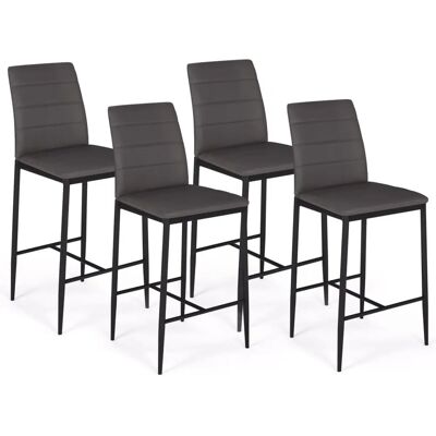 Idmarket - Set di 4 Sgabelli da Bar in PVC Grigi Moderni Idmarket - Set di 4 Sgabelli da Bar in PVC Grigi Moderni