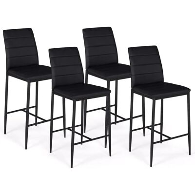 Idmarket - Set di 4sgabelli da bar in PVC nero moderni Idmarket - Set di 4sgabelli da bar in PVC nero moderni