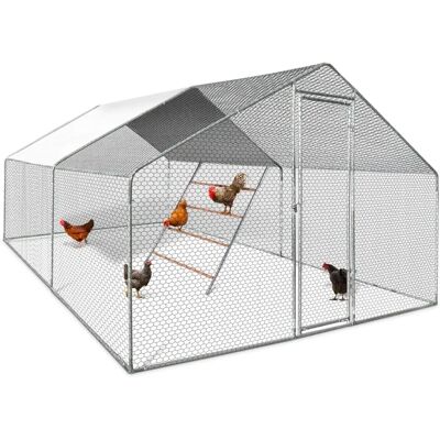 IDMARKET Hühnerstall 12m² 4x3m Verzinkter Stahl mit Großem Sitzstange IDMARKET Hühnerstall 12m² 4x3m Verzinkter Stahl mit Großem Sitzstange