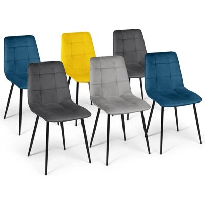 Idmarket - Modèle: MILA - Ensemble de 6 Chaises en Velours - Moderne & Élégant Idmarket - Modèle: MILA - Ensemble de 6 Chaises en Velours - Moderne & Élégant