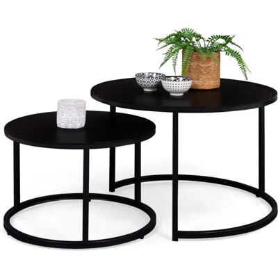 Idmarket Davis 54/70 Ensemble de 2 tables basses en métal industriel Idmarket Davis 54/70 Ensemble de 2 tables basses en métal industriel
