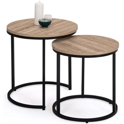 IDMARKET Detroit Set aus 2 stapelbaren Beistelltischen IDMARKET Detroit Set aus 2 stapelbaren Beistelltischen