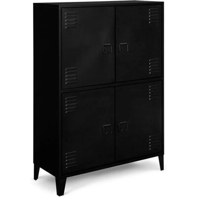 IDMARKET Ester Armoire en métal noir de style industriel - 4 portes IDMARKET Ester Armoire en métal noir de style industriel - 4 portes