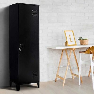 IDMARKET Industrieller Schrank mit Metalltür - Schwarz IDMARKET Industrieller Schrank mit Metalltür - Schwarz