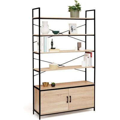 Étagère XL 5 niveaux avec armoire DETROIT - Design industriel - Publicité Étagère XL 5 niveaux avec armoire DETROIT - Design industriel - Publicité