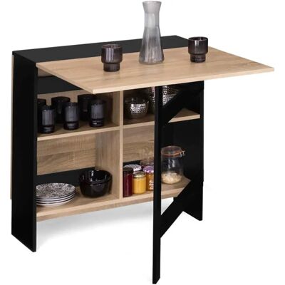 Idmarket Edi Mesa Consola Plegable Negra y Haya 150x80cm Idmarket Edi Mesa Consola Plegable Negra y Haya 150x80cm