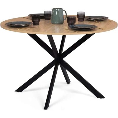 Idmarket Alix Runder Esstisch - 120cm, Schwarz & Holz, 4-6 Personen Idmarket Alix Runder Esstisch - 120cm, Schwarz & Holz, 4-6 Personen