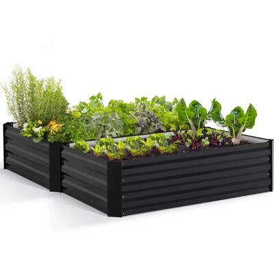 IDMARKET Lot de 2 Jardinières Rectangulaires en Métal 160x115cm IDMARKET Lot de 2 Jardinières Rectangulaires en Métal 160x115cm