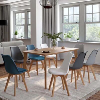 Idmarket Modelo - Sillas escandinavas conjunto 8, Blanco, Gris, Azul Idmarket Modelo - Sillas escandinavas conjunto 8, Blanco, Gris, Azul