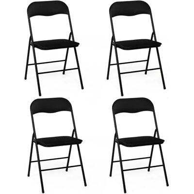 IDMARKET Ensemble de 4 chaises pliantes en PU noir IDMARKET Ensemble de 4 chaises pliantes en PU noir