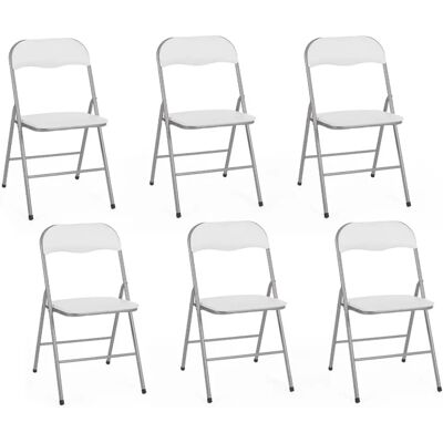 Idmarket - Juego de 6 sillas plegables blancas PU - Muebles Idmarket - Juego de 6 sillas plegables blancas PU - Muebles