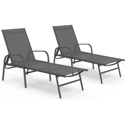 Idmarket Transats de Jardin - Lot de 2 Idmarket Transats de Jardin - Lot de 2