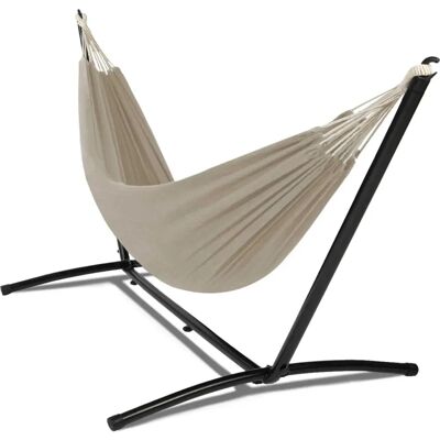 Idmarket Metallstütze Taupe Stoff Hängematte - Hängematte Idmarket Metallstütze Taupe Stoff Hängematte - Hängematte