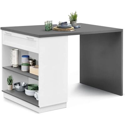 Idmarket Vito 130 cm Kücheninsel - Weiß & Grau, Für 4 Personen, Modern Idmarket Vito 130 cm Kücheninsel - Weiß & Grau, Für 4 Personen, Modern