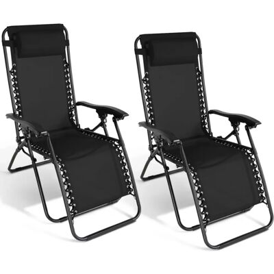 Idmarket Fauteuils de jardin relax - Lot de 2, Réglables, Zéro gravité Idmarket Fauteuils de jardin relax - Lot de 2, Réglables, Zéro gravité