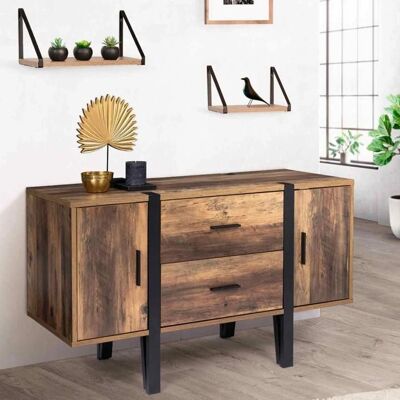 Idmarket 105 cm Armoire Industrielle en Bois Vintage et Métal Noir Idmarket 105 cm Armoire Industrielle en Bois Vintage et Métal Noir