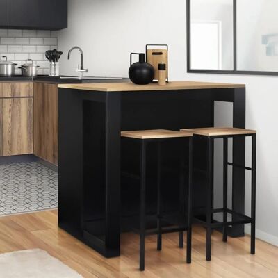 Idmarket Juno Schwarzer Holz Bar-Tisch - Platzsparend, Multifunktional Idmarket Juno Schwarzer Holz Bar-Tisch - Platzsparend, Multifunktional