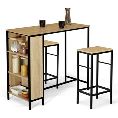 IDMARKET Ensemble de Table de Bar Industrielle et 2 Tabourets IDMARKET Ensemble de Table de Bar Industrielle et 2 Tabourets