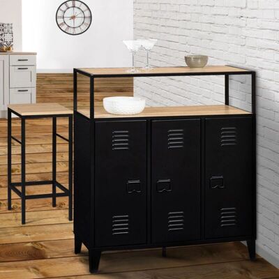 Idmarket Ester Buffet Bar - Style Industriel Métal Noir 3 Portes de Rangement Idmarket Ester Buffet Bar - Style Industriel Métal Noir 3 Portes de Rangement
