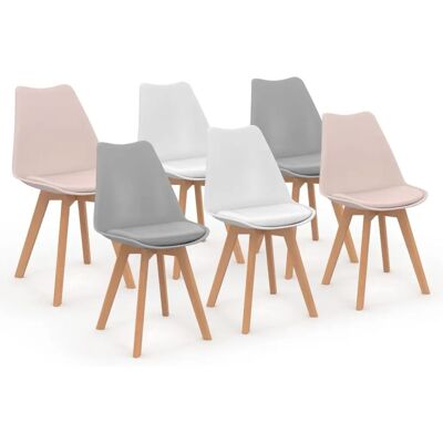 Idmarket SARA Stuhlset - Rosa Grau Weiß - Skandinavischer Stil Idmarket SARA Stuhlset - Rosa Grau Weiß - Skandinavischer Stil