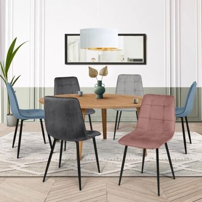 Idmarket MILA Chaises en velours - Lot de 6 en Bleu pastel, Gris et Rose - Publicité Idmarket MILA Chaises en velours - Lot de 6 en Bleu pastel, Gris et Rose - Publicité