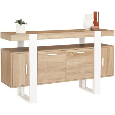 IDMARKET PHOENIX Sideboard - 4 Türen - Weiß & Holz IDMARKET PHOENIX Sideboard - 4 Türen - Weiß & Holz