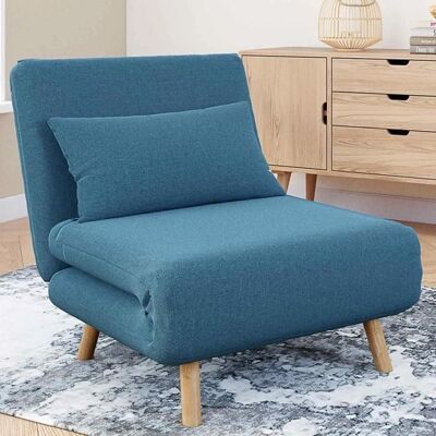 Idmarket Romeo Canapé Convertible - Tissu Bleu Pato - 80x190 cm - Publicité Idmarket Romeo Canapé Convertible - Tissu Bleu Pato - 80x190 cm - Publicité