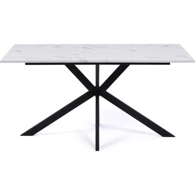 Table à manger Idmarket Alaska - Effet marbre, pieds en métal noir Table à manger Idmarket Alaska - Effet marbre, pieds en métal noir