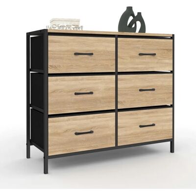 IDMARKET UTAH Industrielle Stoffkommode 6 Schubladen - 80cm IDMARKET UTAH Industrielle Stoffkommode 6 Schubladen - 80cm