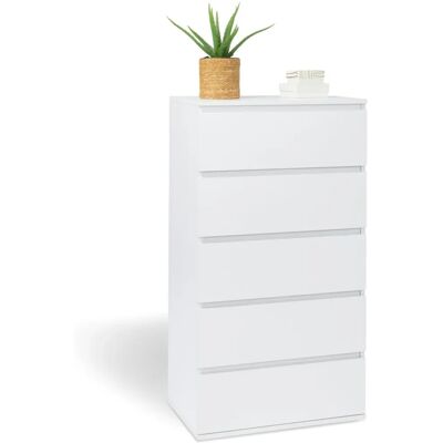 Commodes blanche TOMI 5 tiroirs - Meuble Commodes blanche TOMI 5 tiroirs - Meuble