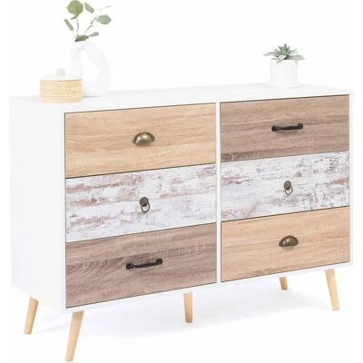 IDMARKET Bahia Commode scandinave 6 tiroirs IDMARKET Bahia Commode scandinave 6 tiroirs
