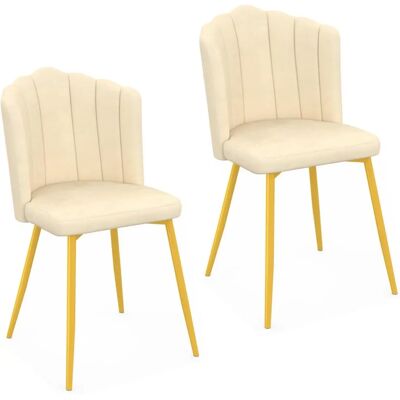 Idmarket Lot de 2 chaises en velours beige - Chaise Idmarket Lot de 2 chaises en velours beige - Chaise