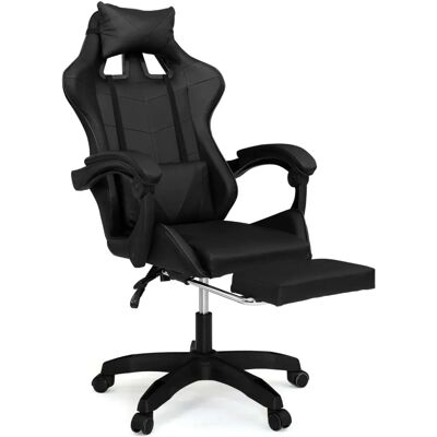 Silla de juego ajustable IDMARKET Alex con reposapiés, reposacabezas y cojín lumbar - Silla de oficina Silla de juego ajustable IDMARKET Alex con reposapiés, reposacabezas y cojín lumbar - Silla de oficina